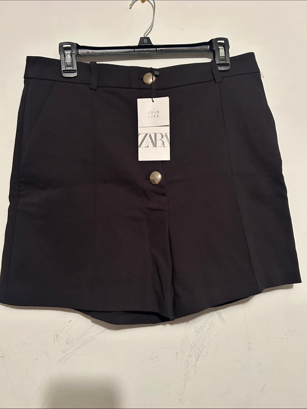 ZARA Black Tailored High-Waist Shorts with Gold Buttons
